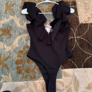 Black ruffled bodysuit